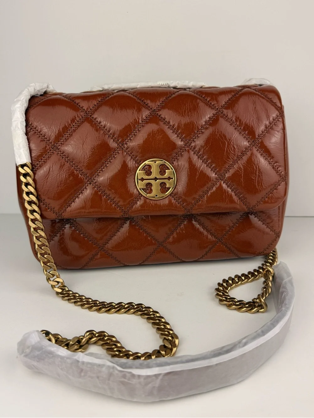 Tory Burch Willa Shine Small Quilted Shoulder Bag Java $645